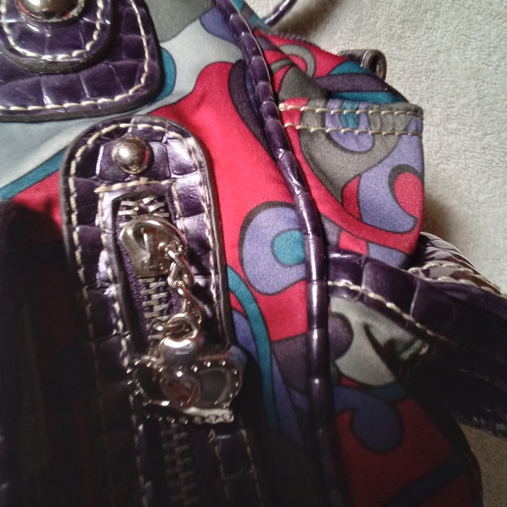 Purse KATHY VANZEELAND Purple Floral-Print Women’s Shoulder Bag - Picture 4 of 16